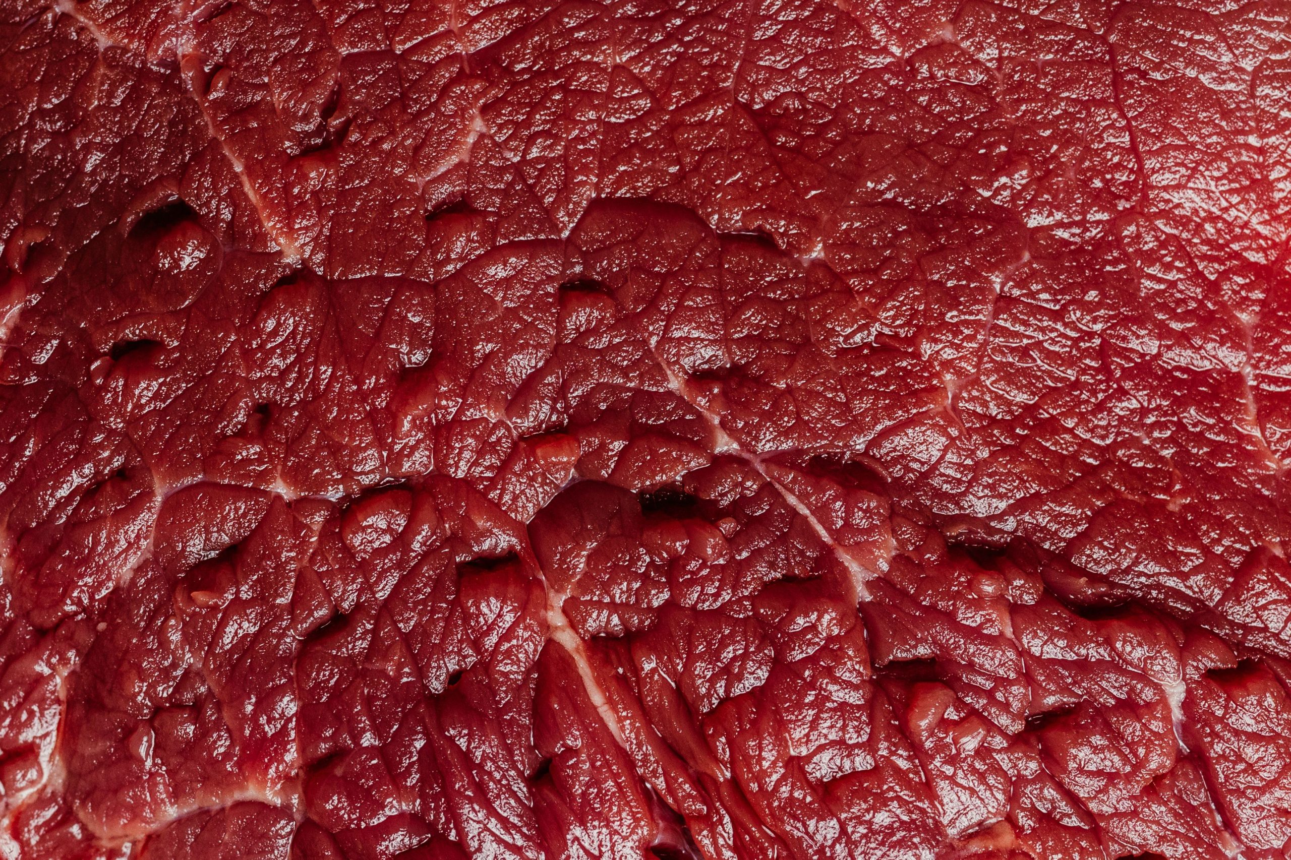 Gros plan texture marbrure viande boeuf crue