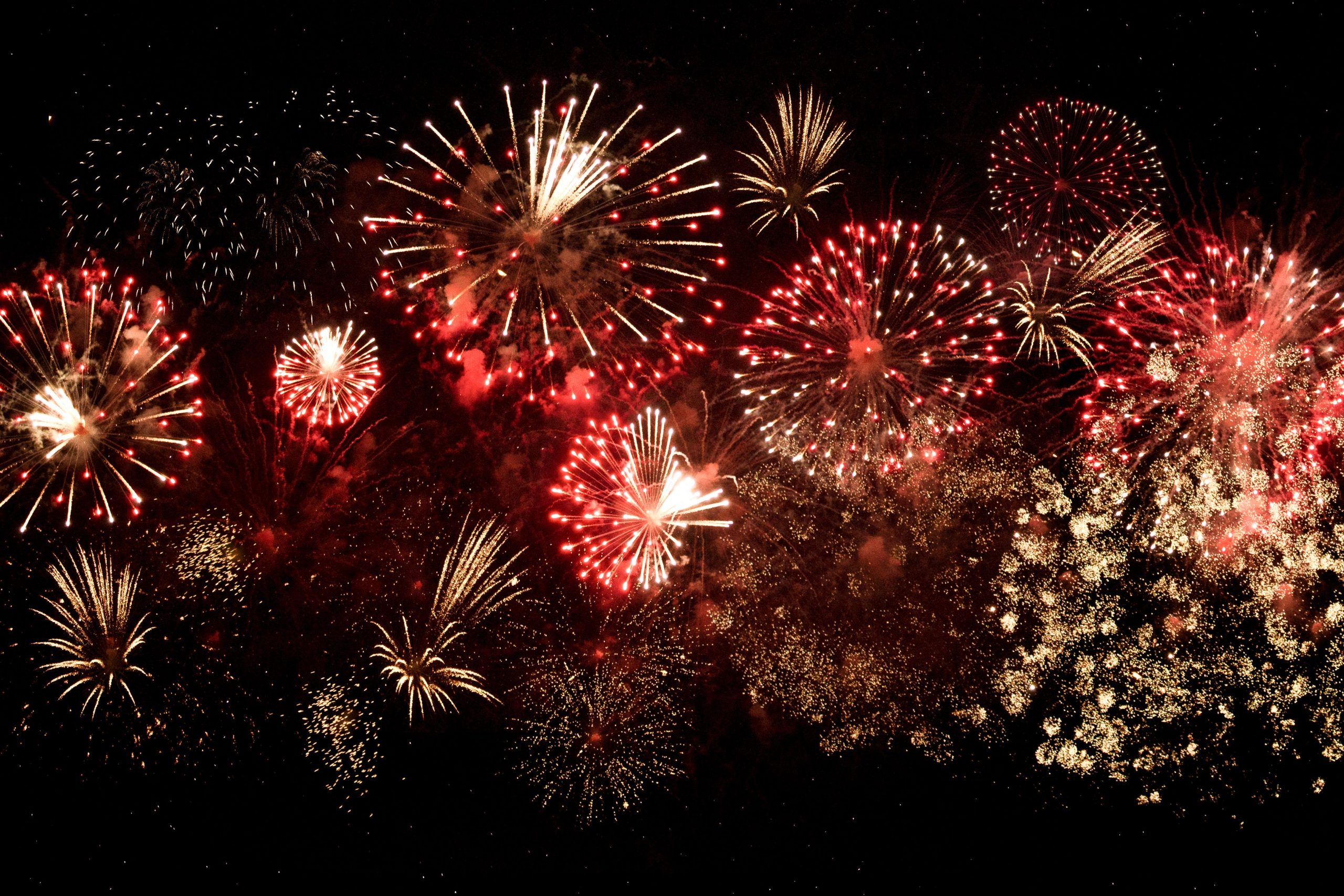Feux d'artifice illuminant le ciel nocturne en célébration