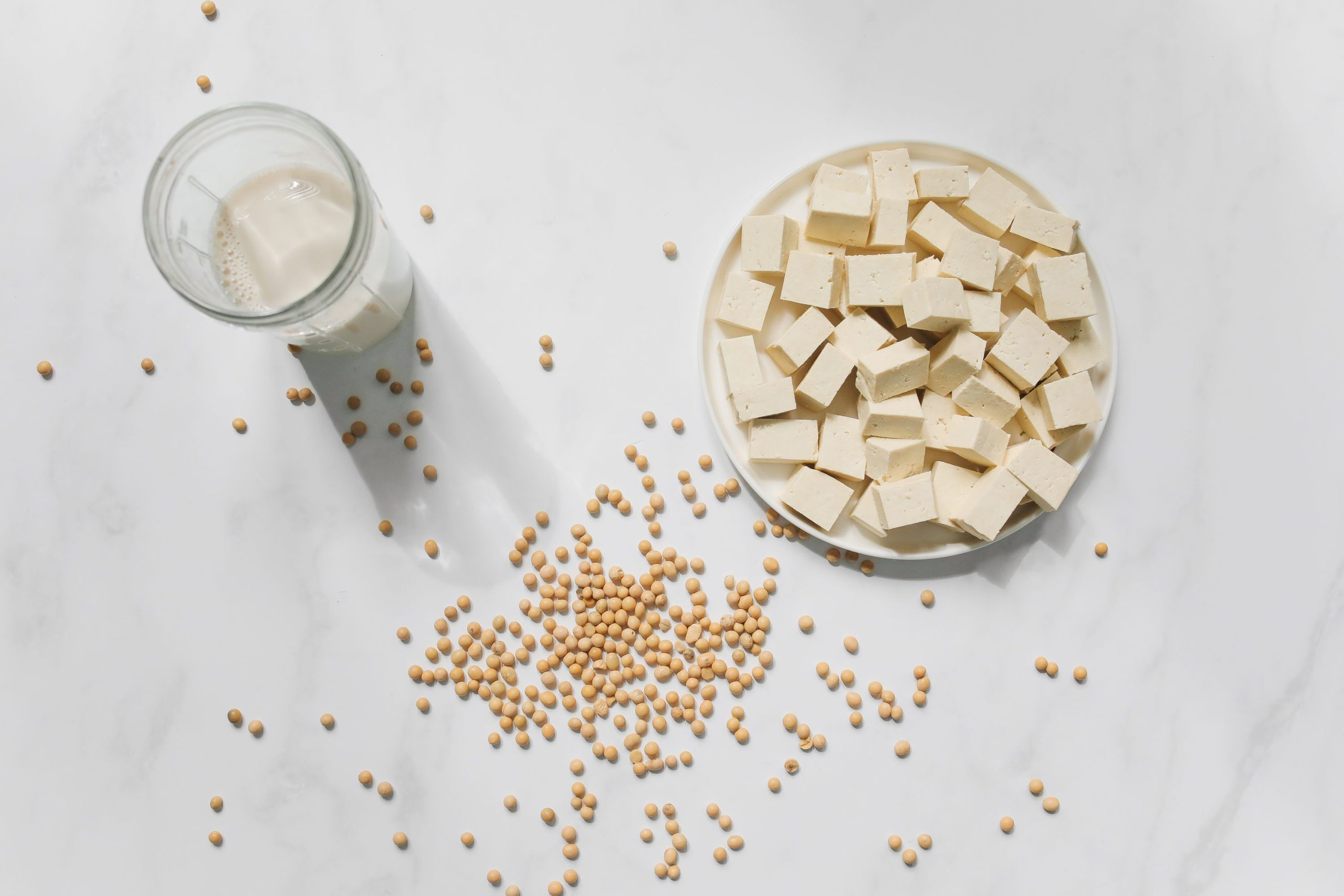 Tofu, edamames et lait de soja vegetal